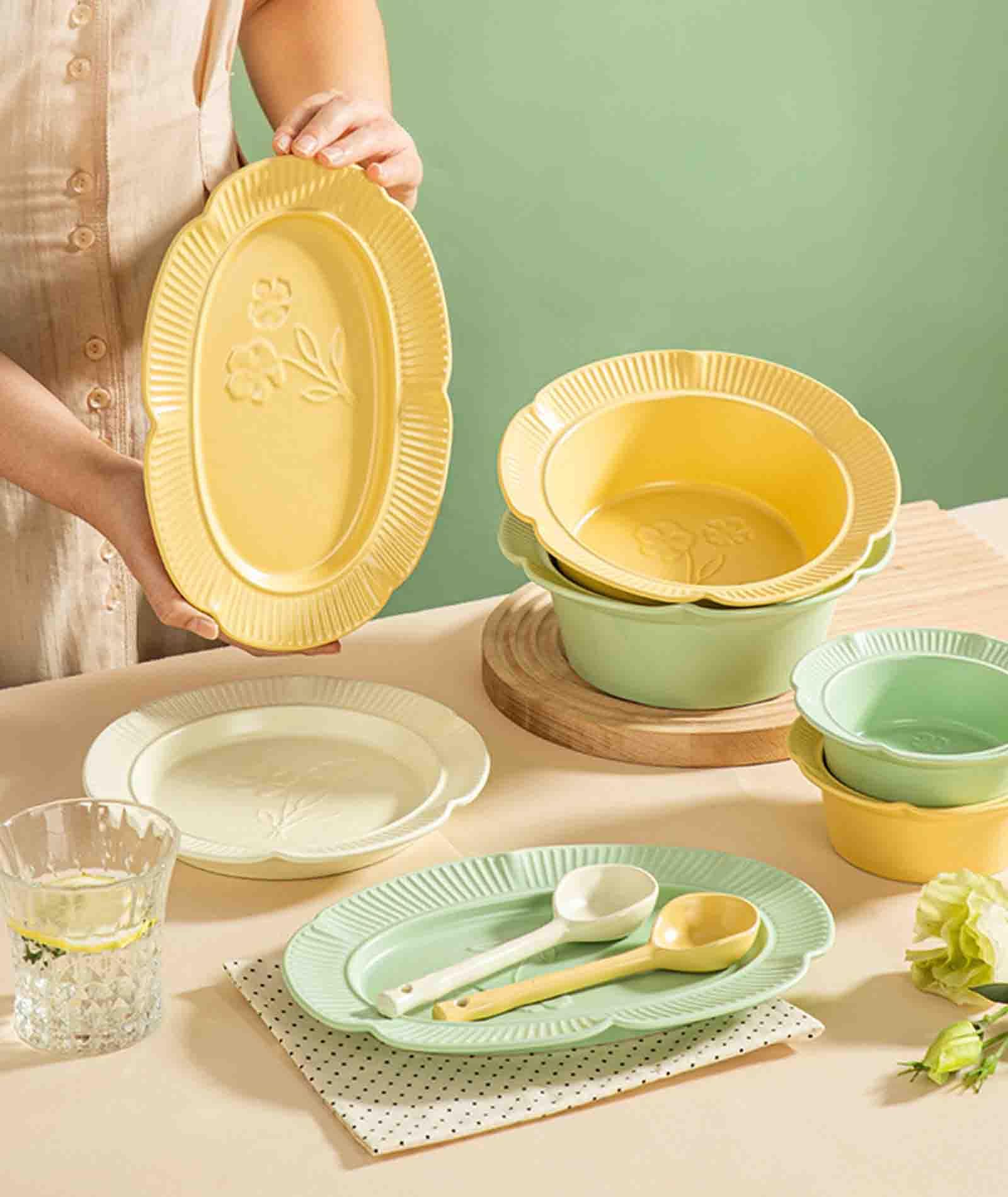 Ceramiczna miska do makaronu, Ceramiczna miska na makaron instant, zestaw misek płatki zbożowe, śniadanie 800 ml, zupa, ryż w kuchence mikrofalowej(Green)