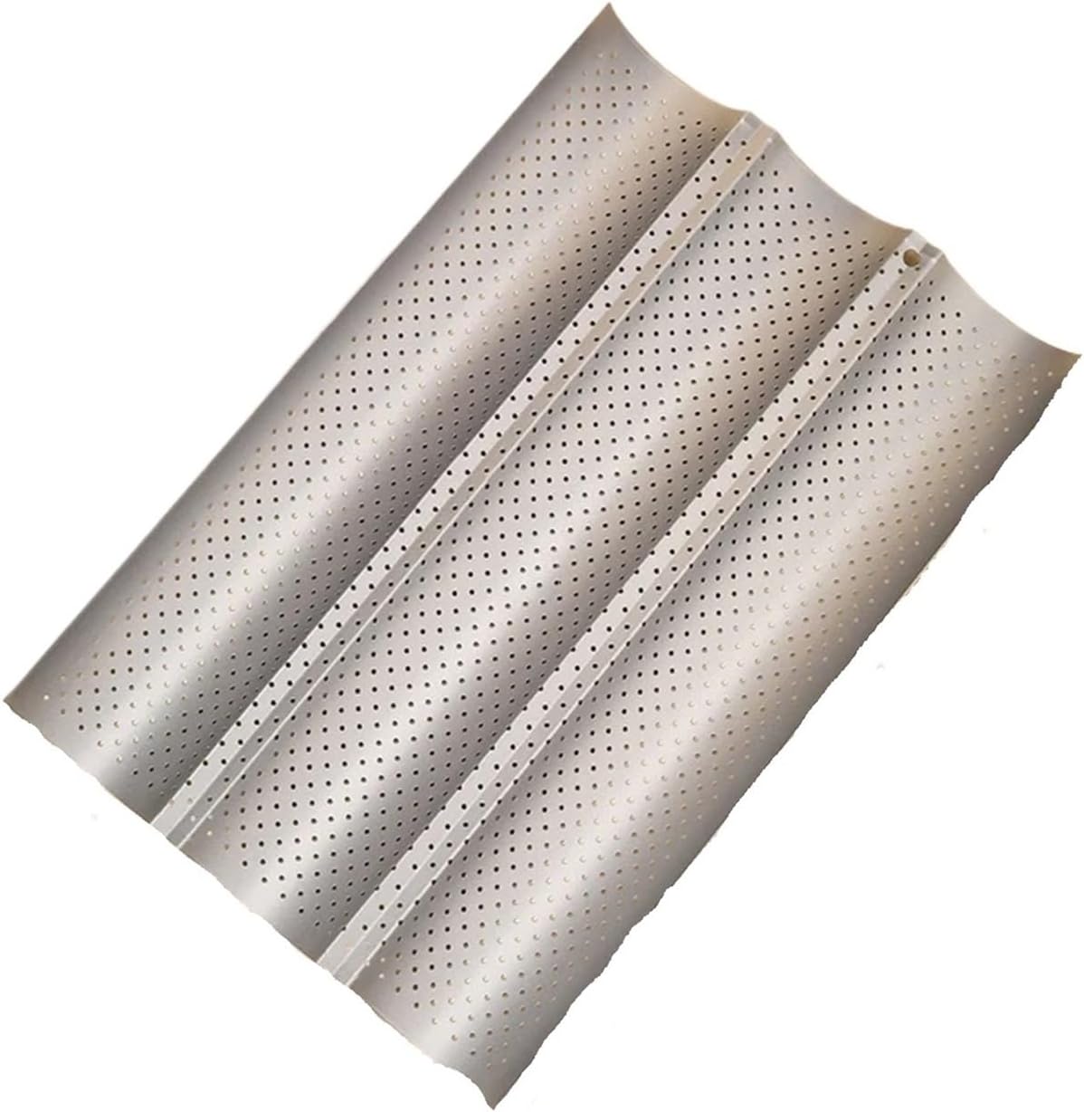 Non-Stick Perforated Baguette Pan - Carbon Steel 4-Wave French Bread Baking Tray(Black 3)