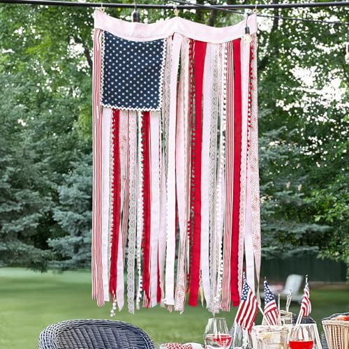 4th of July Decorations - Memorial Day Decor - 4 x 2.3 Ft Rag American Flag Banner for Home Party Supplies - Fourth of July Independence Day Accessories for 250th Anniversary Celebration Indoor Outdoor Decoration