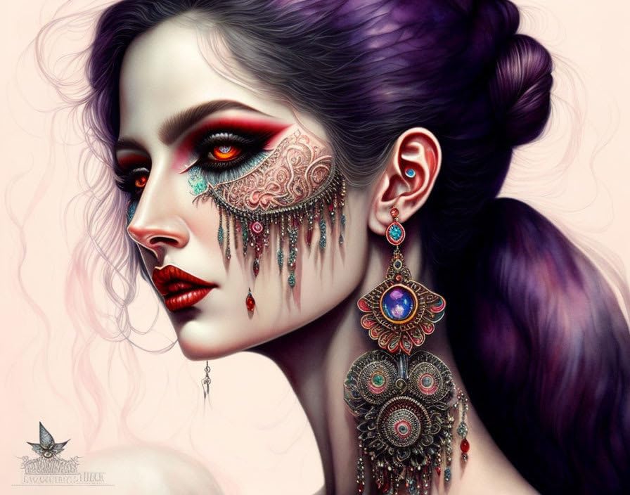 Tableau sur toile 58x90cm Her Earrings Were Made of Nightmares pour la décoration du salon moderne