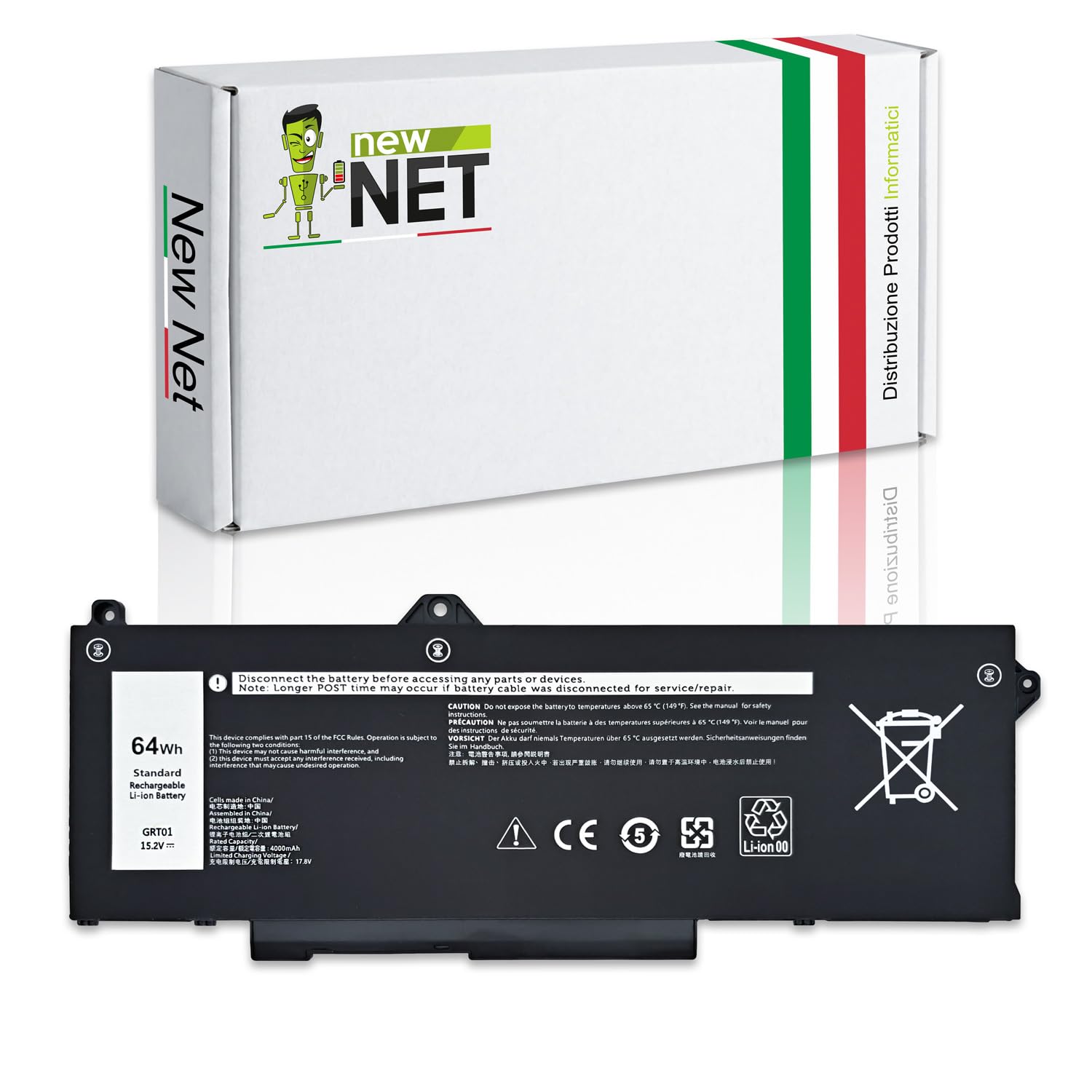 Batteria GRT01 compatibile con Dell Precision 3470, 3561 15.2V