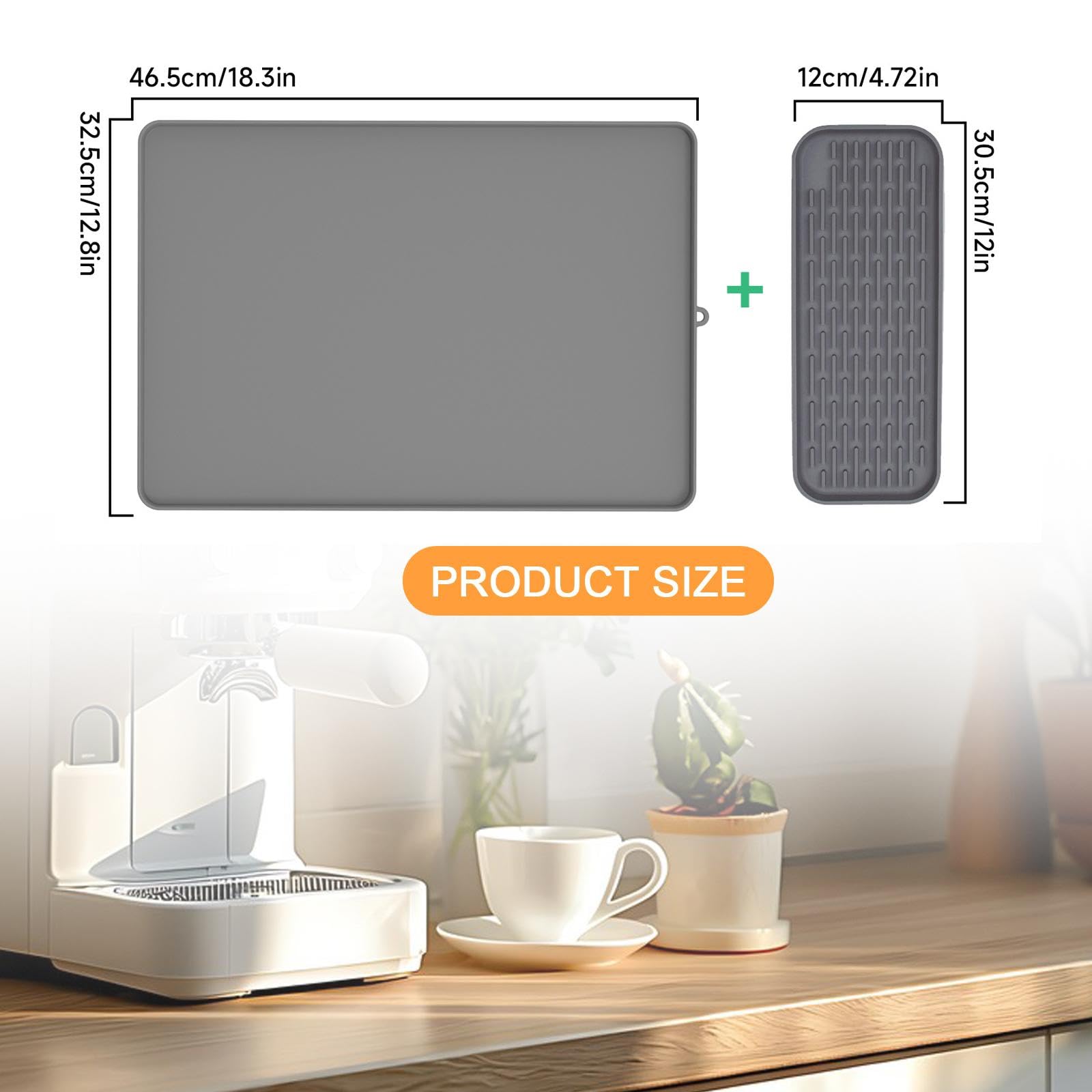 Juego de Tapetes de Silicona Antideslizantes para Platos, Utensilio de Cocina Que Mantiene La Limpieza Y Es Extraíble para Encimeras de Cocina Y Resta, Gris, Individual