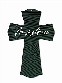 CALUOHO Wall Cross Catholic Wooden Hanging Crosses for Wall Decor 8.5x12 inch - Amazing Grace