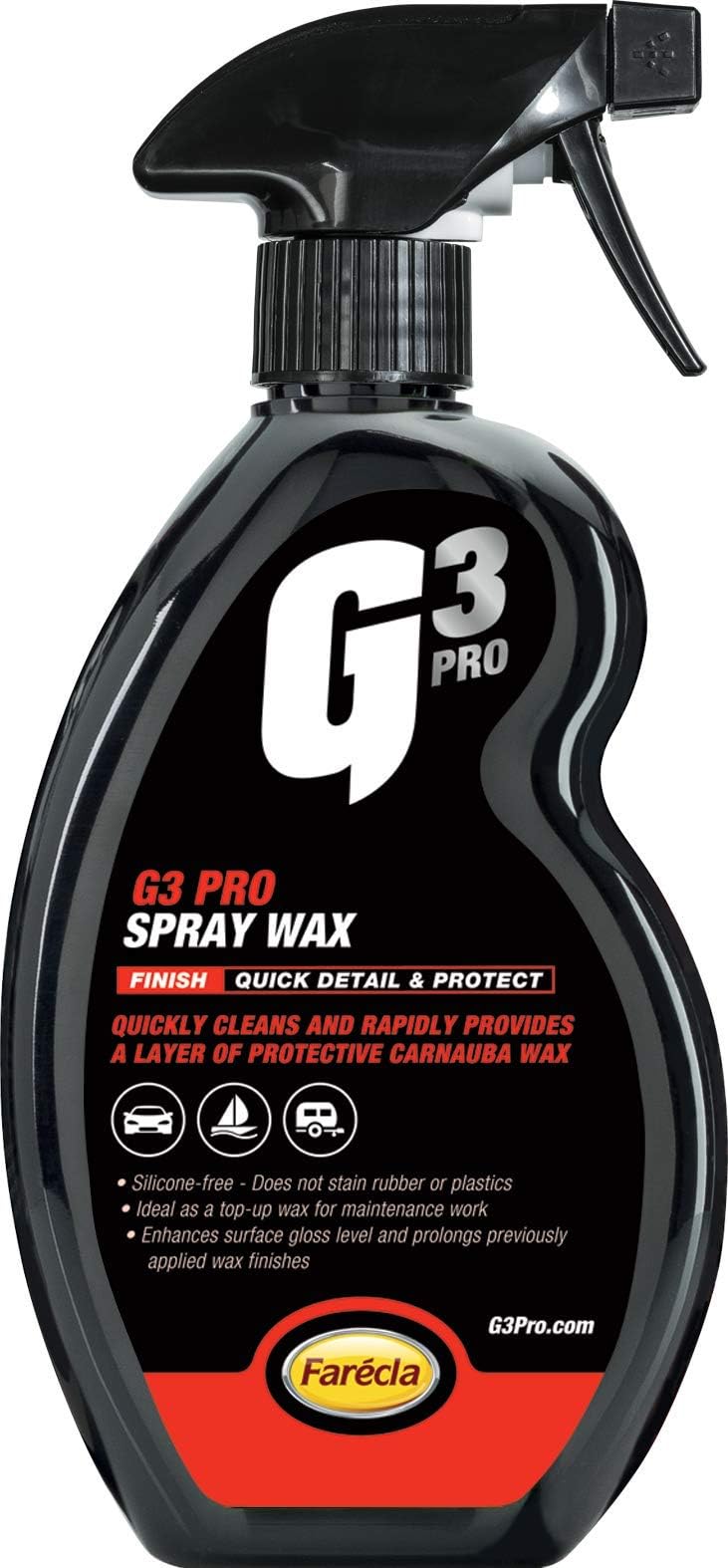 Spray Wax 500ml (7211) – Quick Gloss Enhancer with Carnauba Wax for Paintwork, Trim & Plastic – Streak-Free Finish, Maintains Wax Protection, Safe on Rubber & Plastics