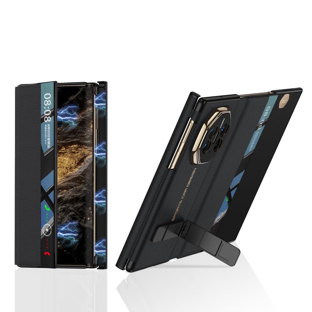 Protective Phone Case Compatible with Huawei Mate XT,Smart View Window Flip Leather Case with Adjustable Kickstand, Side Magnetic Closure, Full Body Protective Phone Cover Full Cover Hinge Protection(