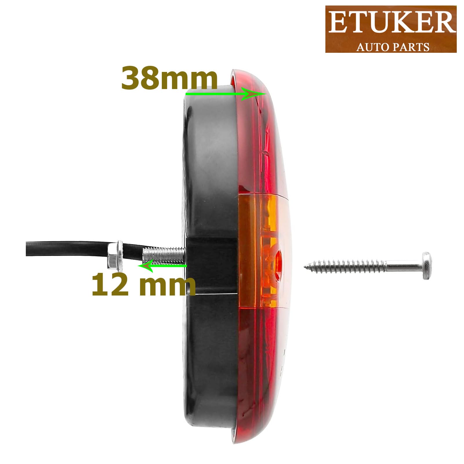 Partsam - 10 Luces Traseras LED Redondas Rojas De 4 Pulgadas Para Remolque, 12 Luces LED Con