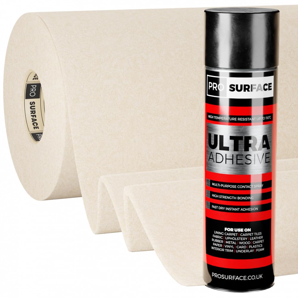 Pro Surface Beige Van Lining Carpet 4 Way Stretch Camper Conversion Trim - 0.5 Metre X 2 Metre Includes Glue