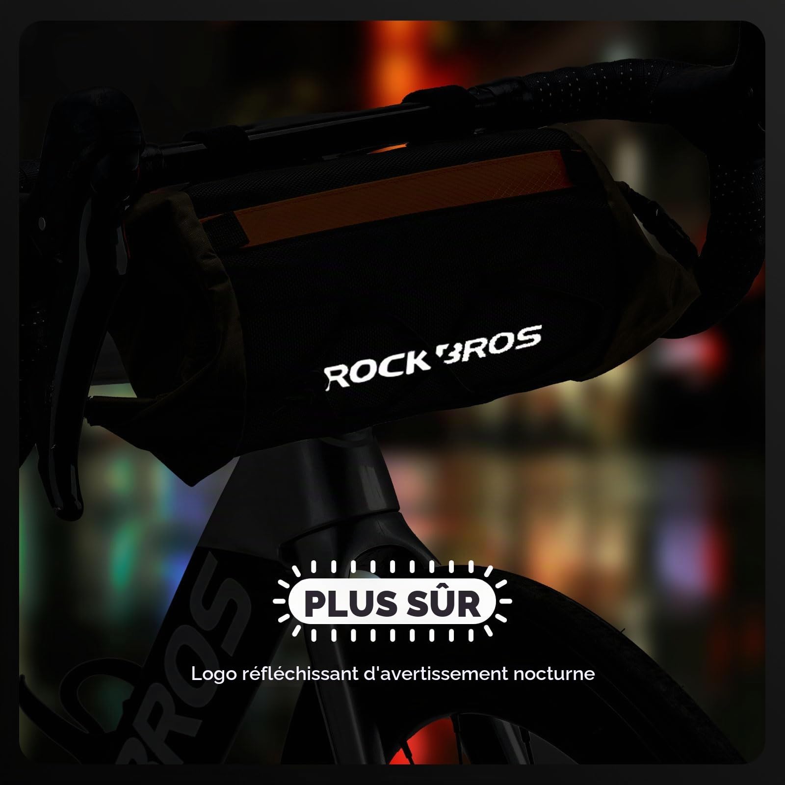 ROCKBROS Sac de Guidon Vélo Route 2,4L, Sac Avant de Vélo Bikepacking, Sac Handlebar Cintre avec Bandoulière Réfléchissant Universelle pour VTT, Route, Gravel, Noir Vert