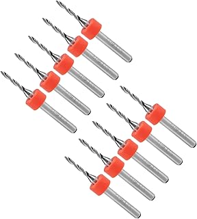 CoCud Micro PCB Drill Bits, 1/8" Shank 1.6mm Cutting Edge, Tungsten Carbide Print Circuit Board Drill Bit - (Applications: for CNC Drilling Engraving Machine), 10-Pieces
