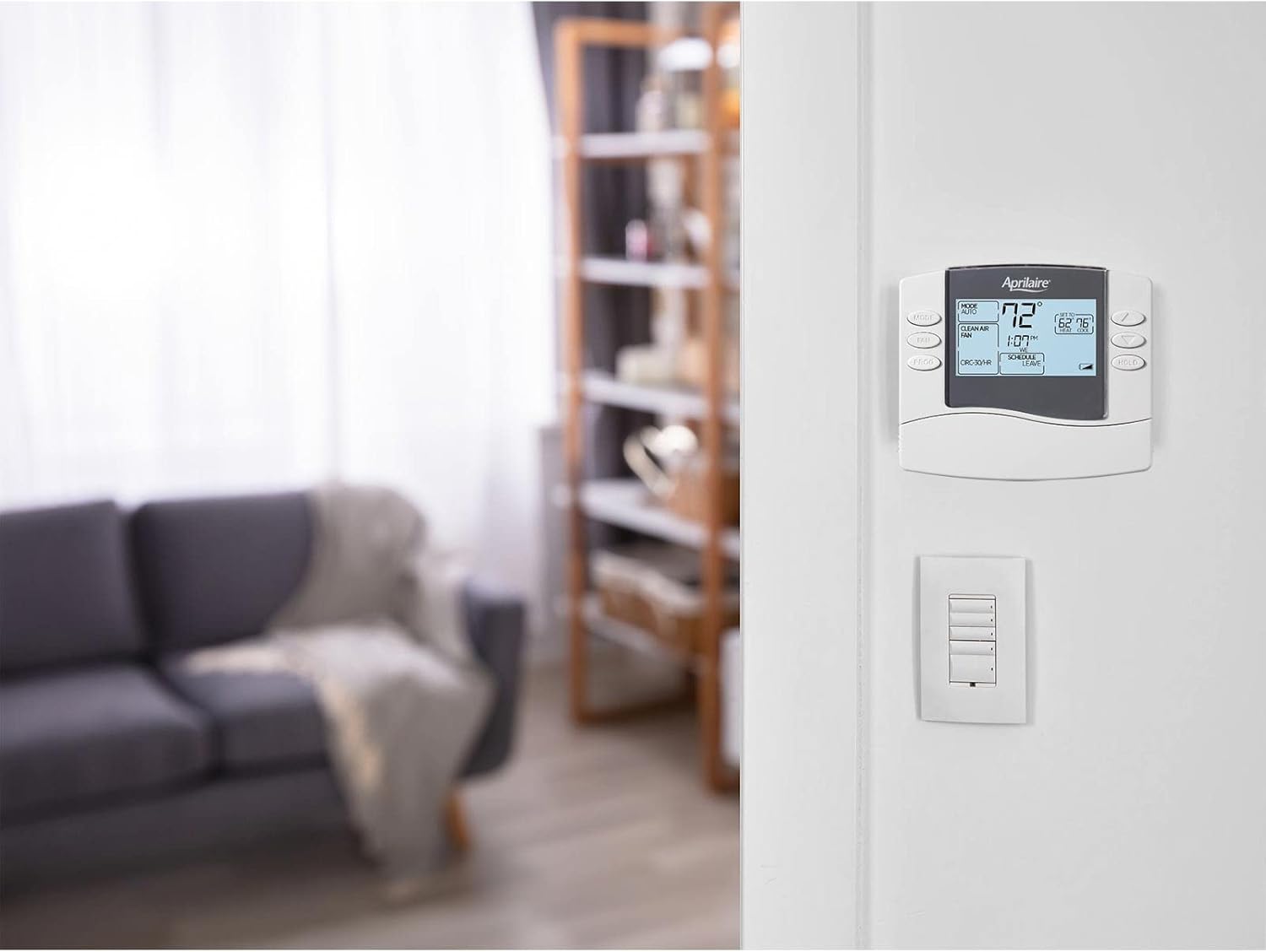 Aprilaire Grey Programmable Digital Thermostat with LCD Display