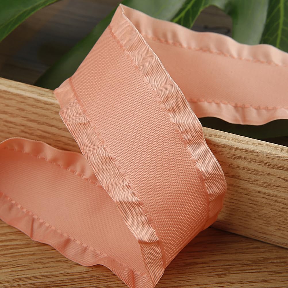 LATUROP Double Ruffle Ribbon 1 Inch 10 Yards Pink Orange