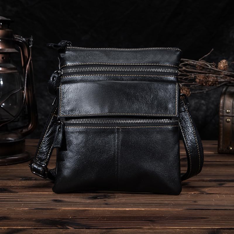 Crossbody Bag for Men in Genuine Leather, Stylish Shoulder Handbag with Pocket Design Gift Box