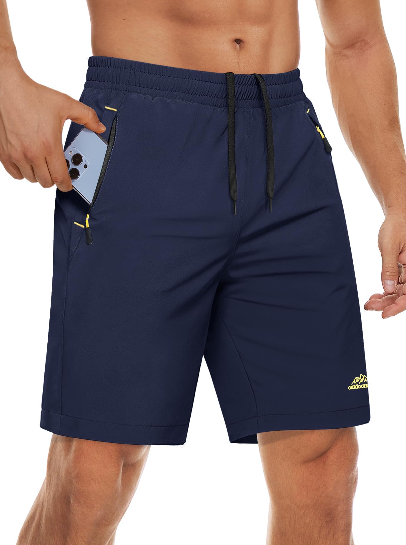 MAGCOMSEN Sporthose Herren Kurz Hose Schnelltrocknend Sport Shorts Leicht Wanderhose Gym Trainingshose mit Zip Taschen