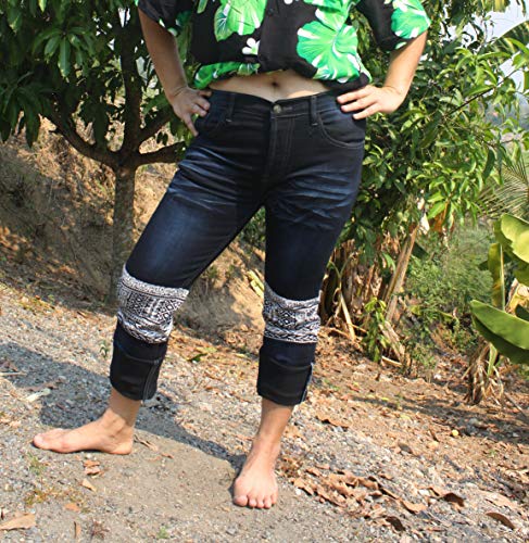 RaanPahMuang Unique Africa Dashiki Knee Section Cotton Denim Jeans African2