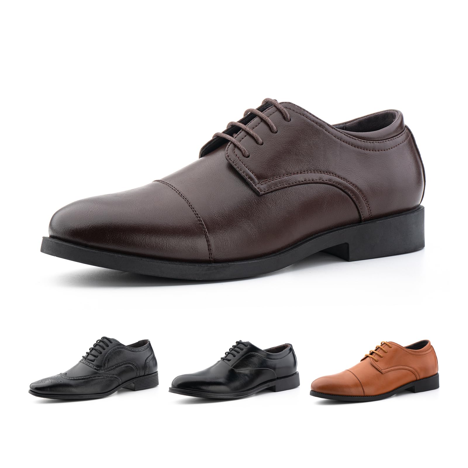 Hitmars Zapatos Oxford Hombre Derby Zapatos Boda Zapatillas Vestir Formales Brogues Cordones Zapatos de Vestir Clásico Zapatos Traje Negro Marrón EU 39-47