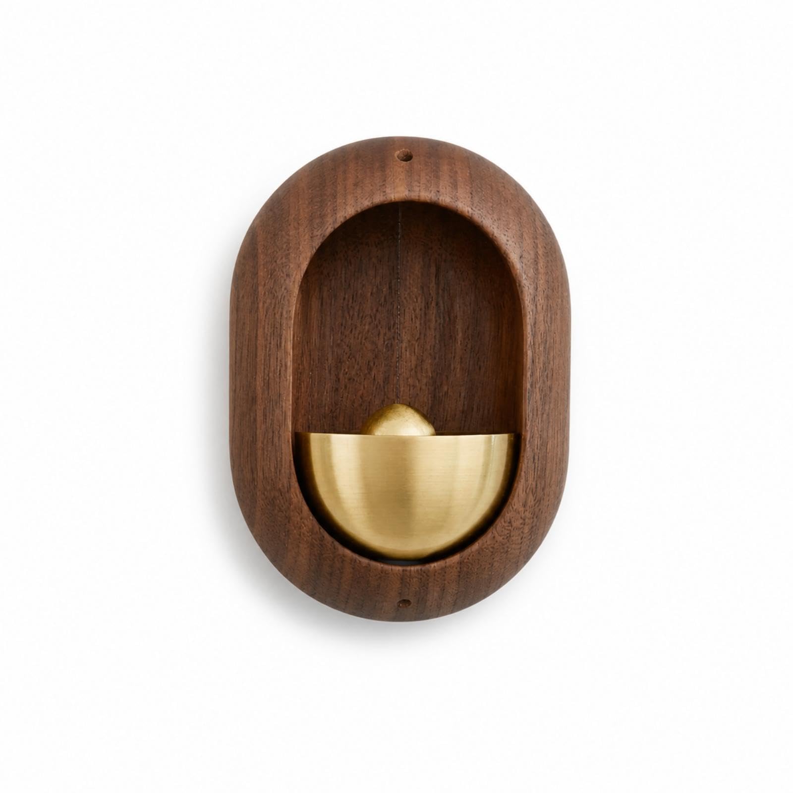 Brass Bell with Wooden Shell Minimalist Wooden Wall Bell Compact Door Chime for Homeowners, Uncluttered Lifestyle Advocates, Entryway Black Walnut-image-45