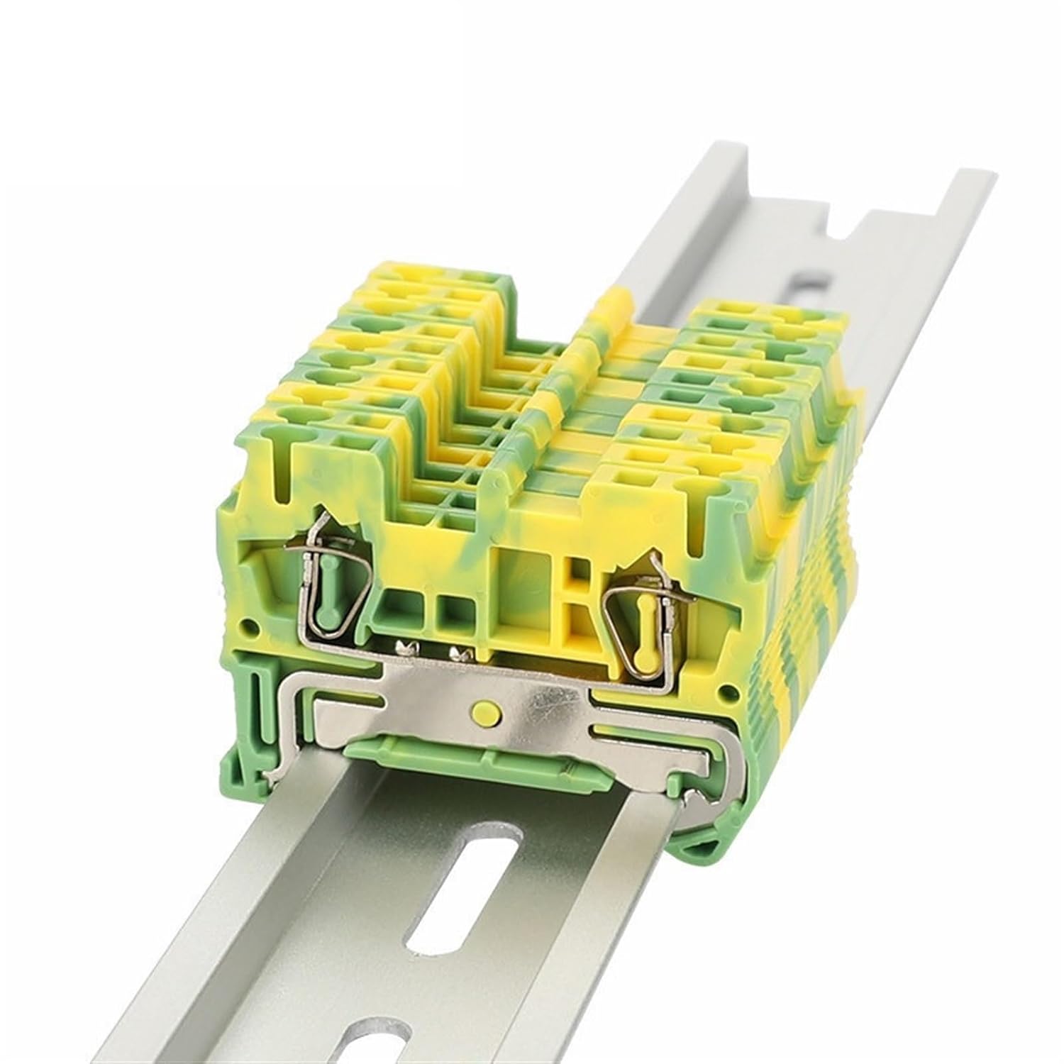 5Pcs ST1.5-PE Din Rail Spring Cage Terminal Ground Protective 1.5mm² Wire Electrical Earth Connector Terminal Block ST 1.5-PE