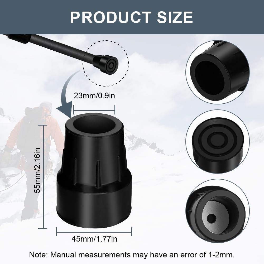 AUYAO Embouts de Canne de Marche 23mm, 6PCS Embout de Canne Antidérapant en Caoutchouc, Embouts de Béquille Rechange pour Cannes de Marche, Bâtons de Randonnée, Béquilles pour Personnes âgées