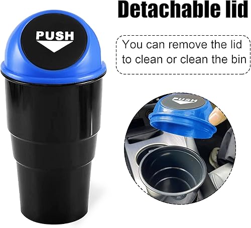 Miniatura 5 de NTNEV Mini cubo de basura para automóvil, portavasos para automóvil, a prueba de fugas, con tapa para automóvil, hogar, oficina, cocina, dormitorio