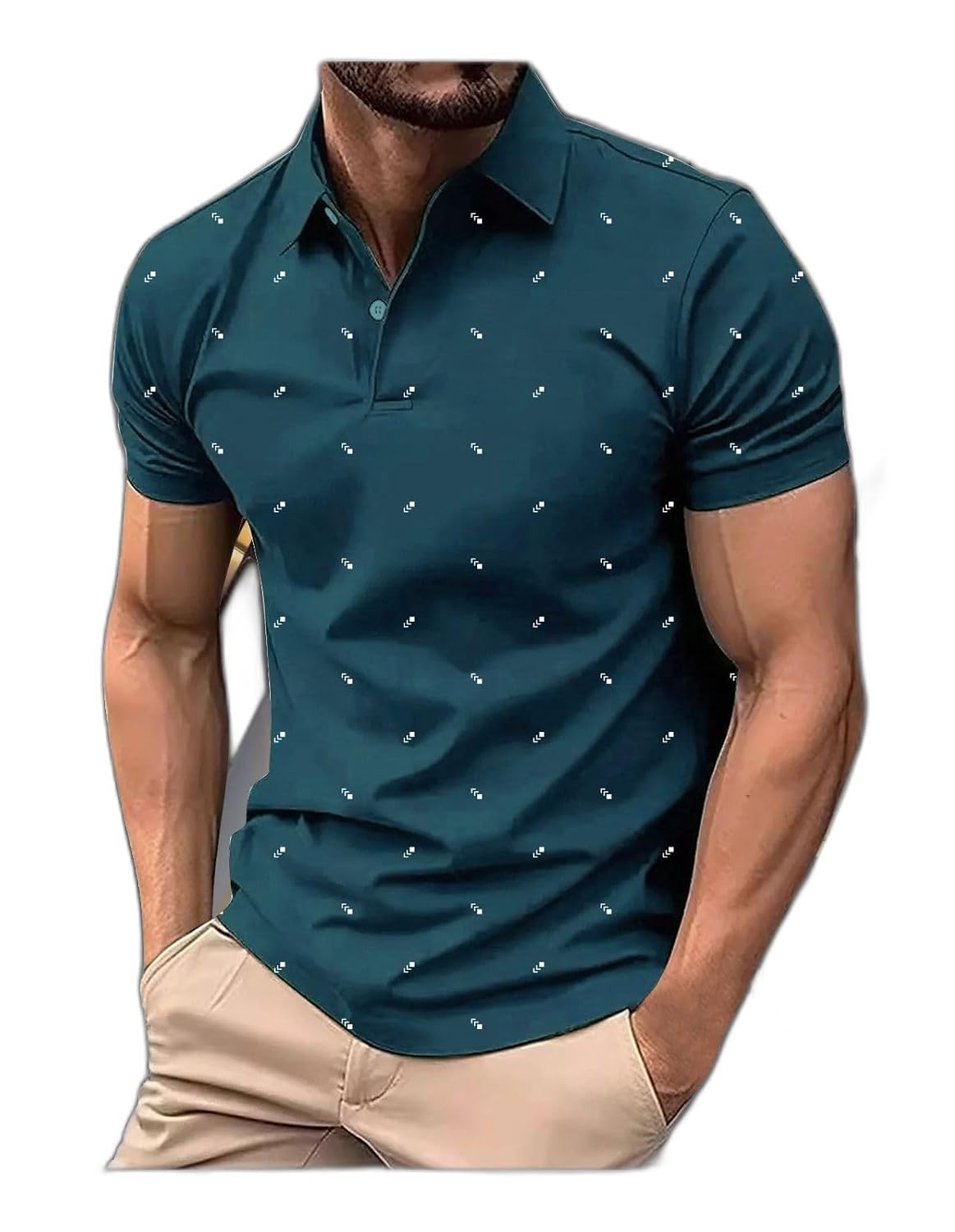 AIN6 Merriment Printed Men Polo Neck Blue T-Shirt (EAN1001-TEAL_XL)_PT - Review, Price and Buying Guide