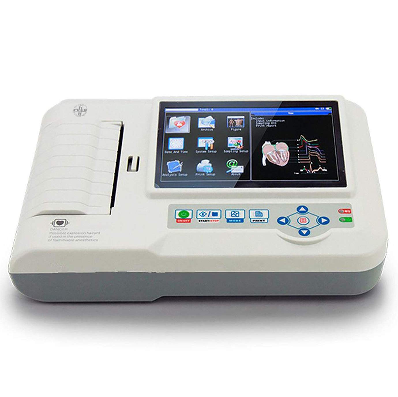CONTEC Elettrocardiografo a 6 canali ECG600G con software per collegamento a PC interpretativo con stampante termica ad alta risoluzione integrata