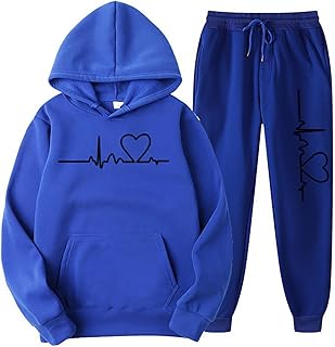 Amikadom Conjuntos de roupas azul real para mulheres suéter outono inverno pista academia jogger com capuz perna reta calças capuz roupa conjuntos de moletom meninas adolescentes 2023