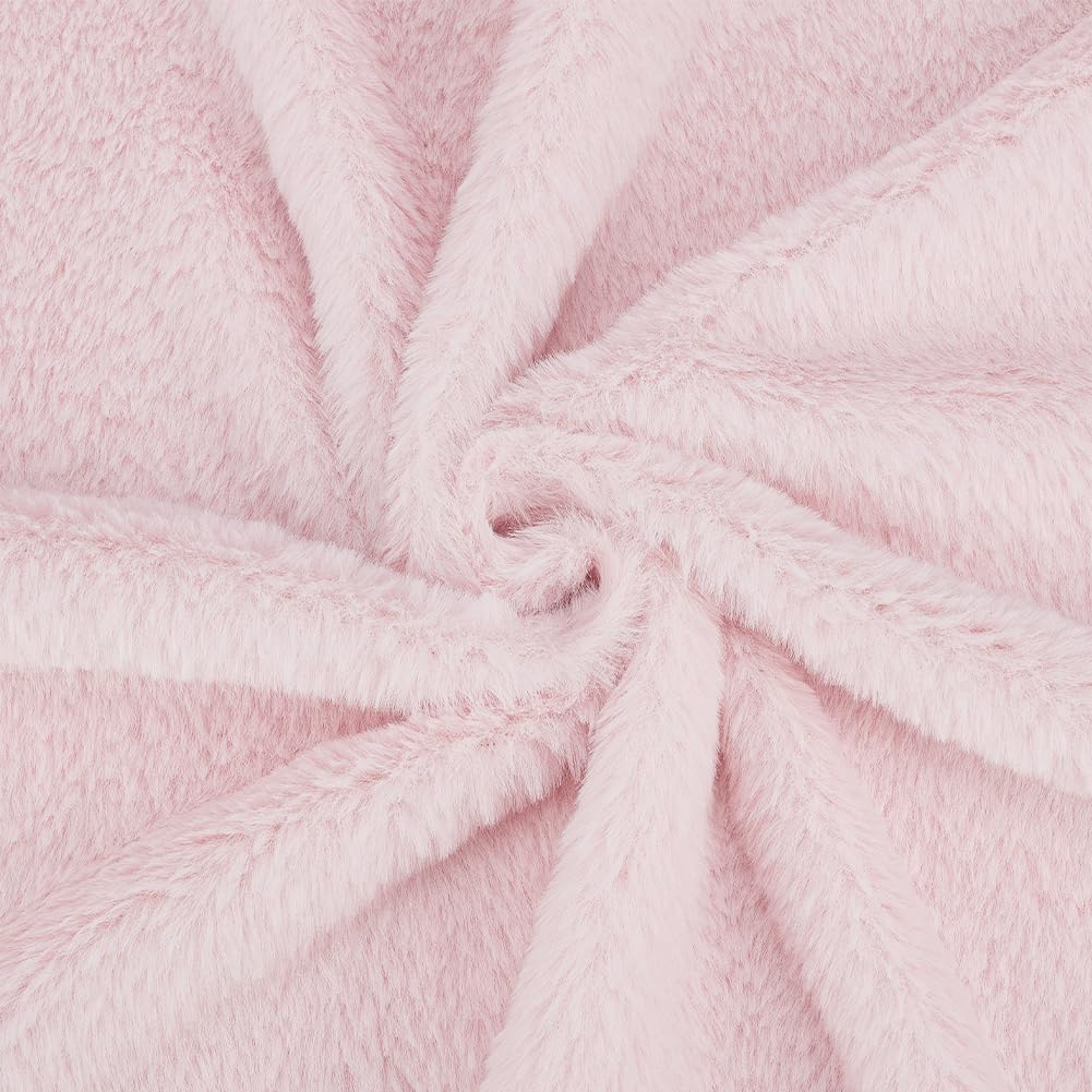 BENECREAT 160x50cm/63x19.7 Inch Pink Short Hair Faux Fur Fabric, Pre-Cut Craft Fur Fabric, Shaggy Fur Patches for Halloween Christmas Crafts, Costumes, Rugs, Pillows and Decorations
