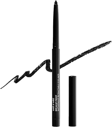 wet n wild Mega Last Breakup Proof Retractable Eyeliner - Waterproof 16-Hour Long-Lasting Wear, Cruelty-Free & Vegan - Blackest Black