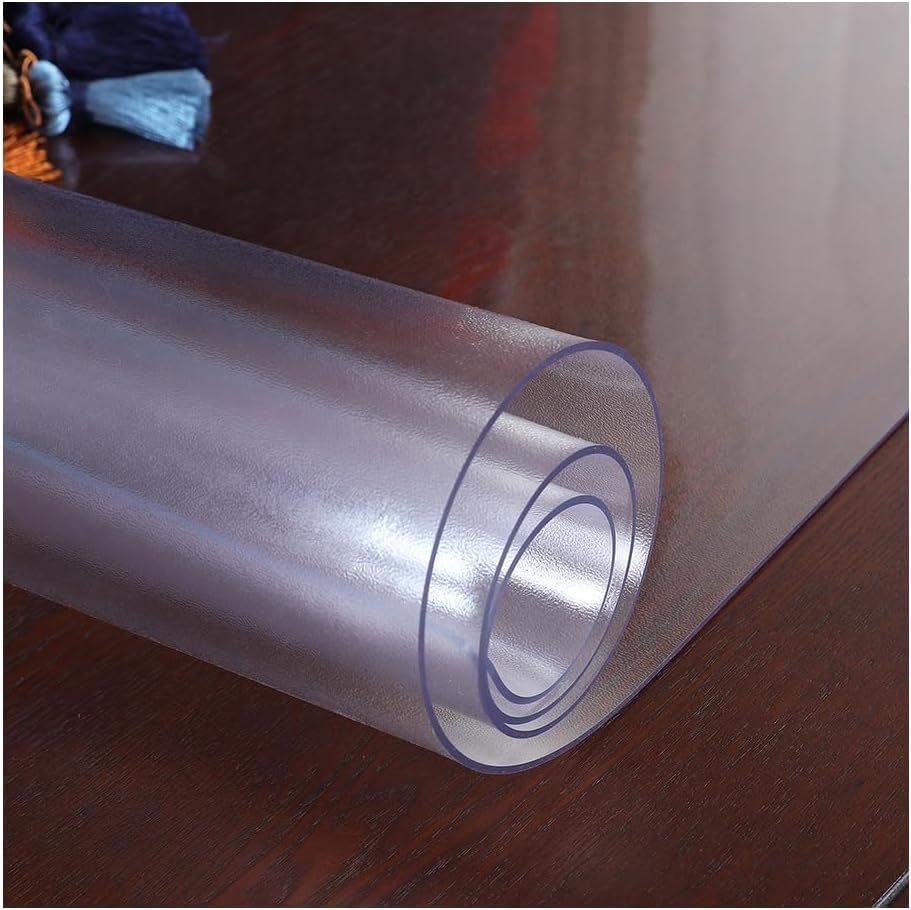 LAVOUP Table Protecter 90 x 160 cm, 1.5mm Frosted PVC Wipeable Table Cover Cloth Waterproof for Home Kitchen 35.4 X 59.1 Inch (Transparent-Frosted, 90 x 160 cm)