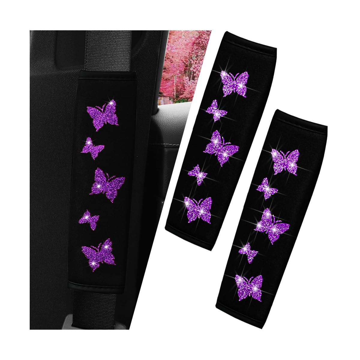 Protège-ceinture De Sécurité Violet - Lot De 2 - Neuf - Pour Siège Auto Ou Voiture