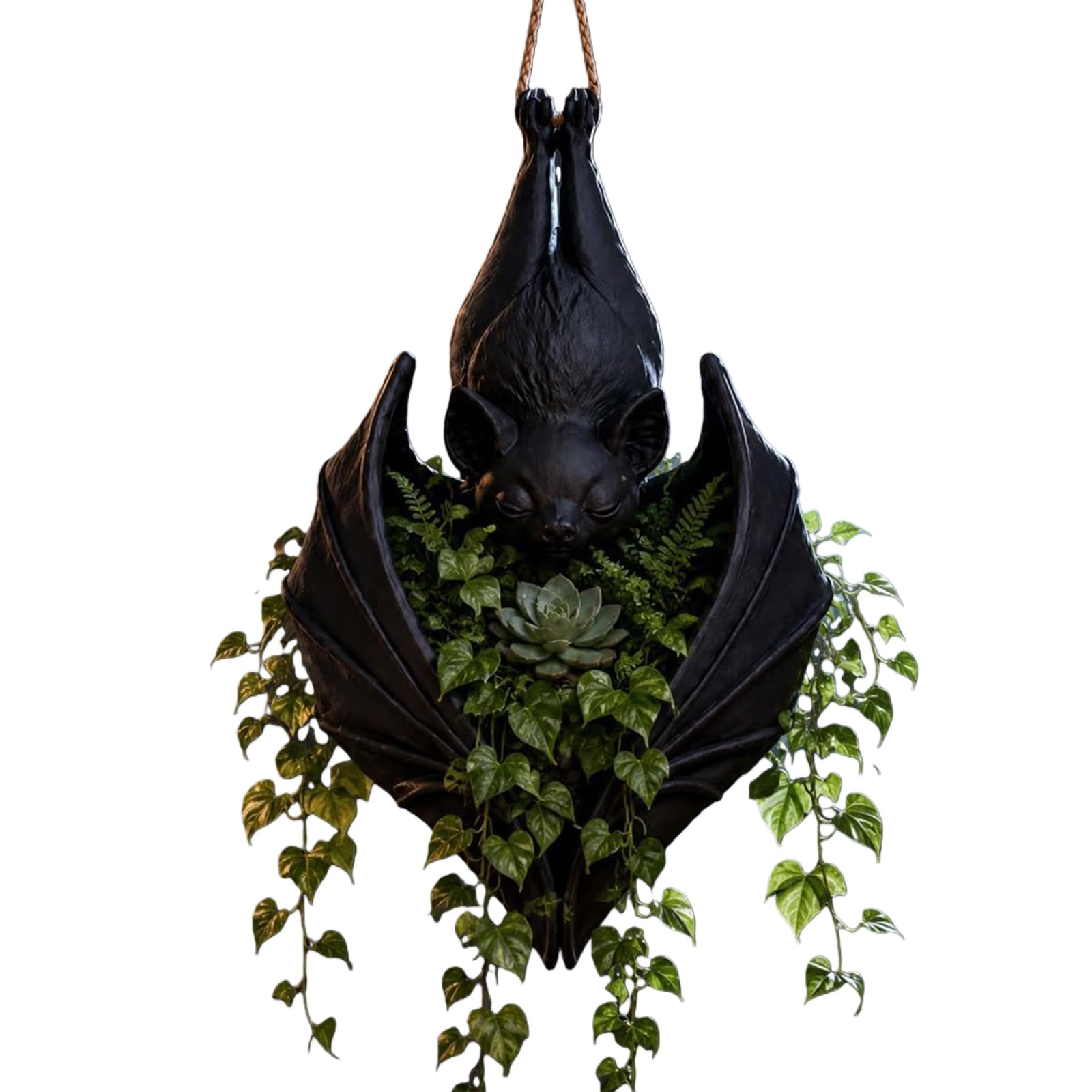 1Pc Hanging Bat Plant Pot, Gothic Halloween Planter Hanger Holder