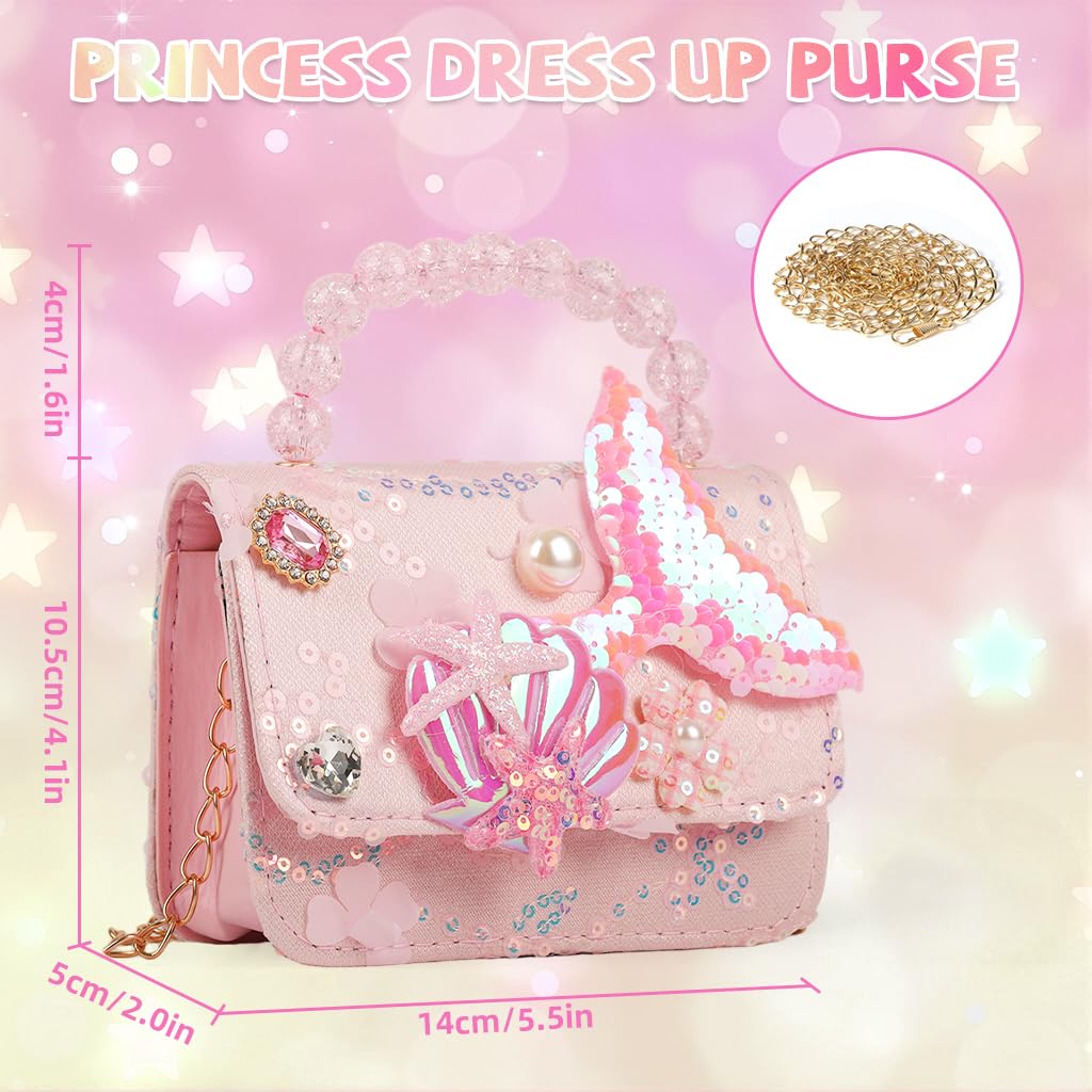 PATPAT® Mermaid Sling Bag for Girls, Fashion Pink Cute Hand Bag for Girls Shoulder Stylish Latest Gifts Kids Age 3-8 Purse Cross Body Woman, 14x5x11cm