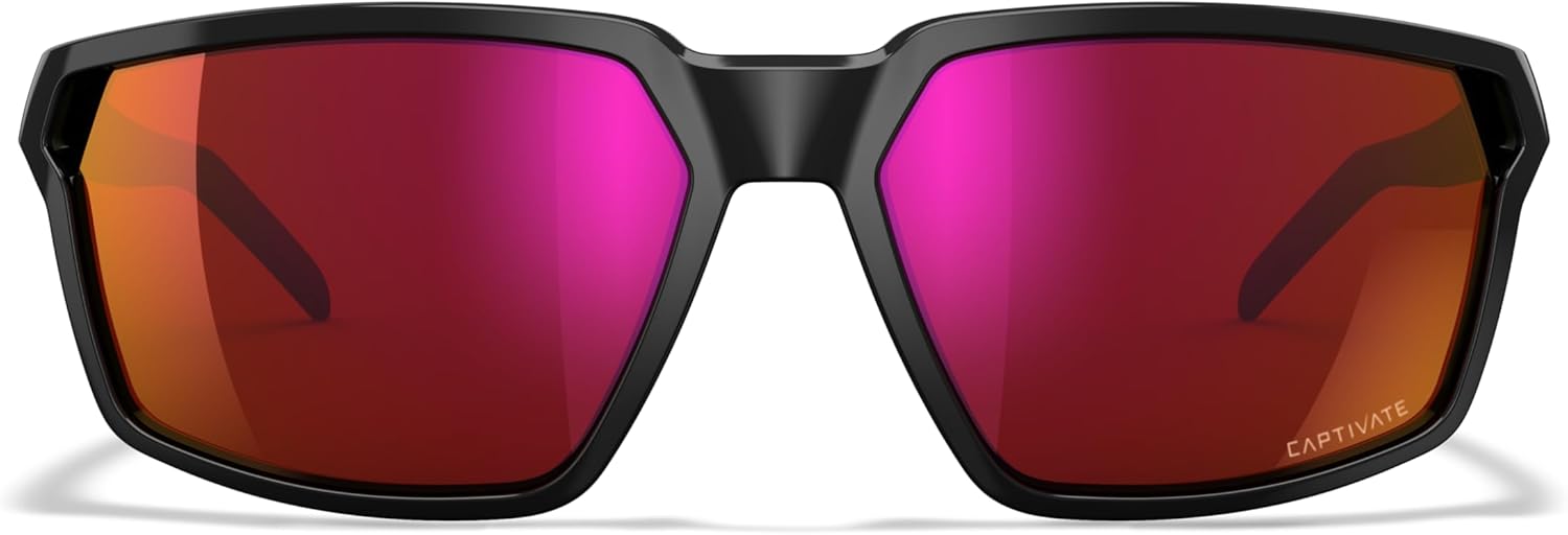 Wiley X WX Sierra Sunglasses Safety Glasses for Men Shatterproof UV Eye Protection for Combat and Shooting Captivate Red Mirror Lenses Gloss Black Frames - Image 3
