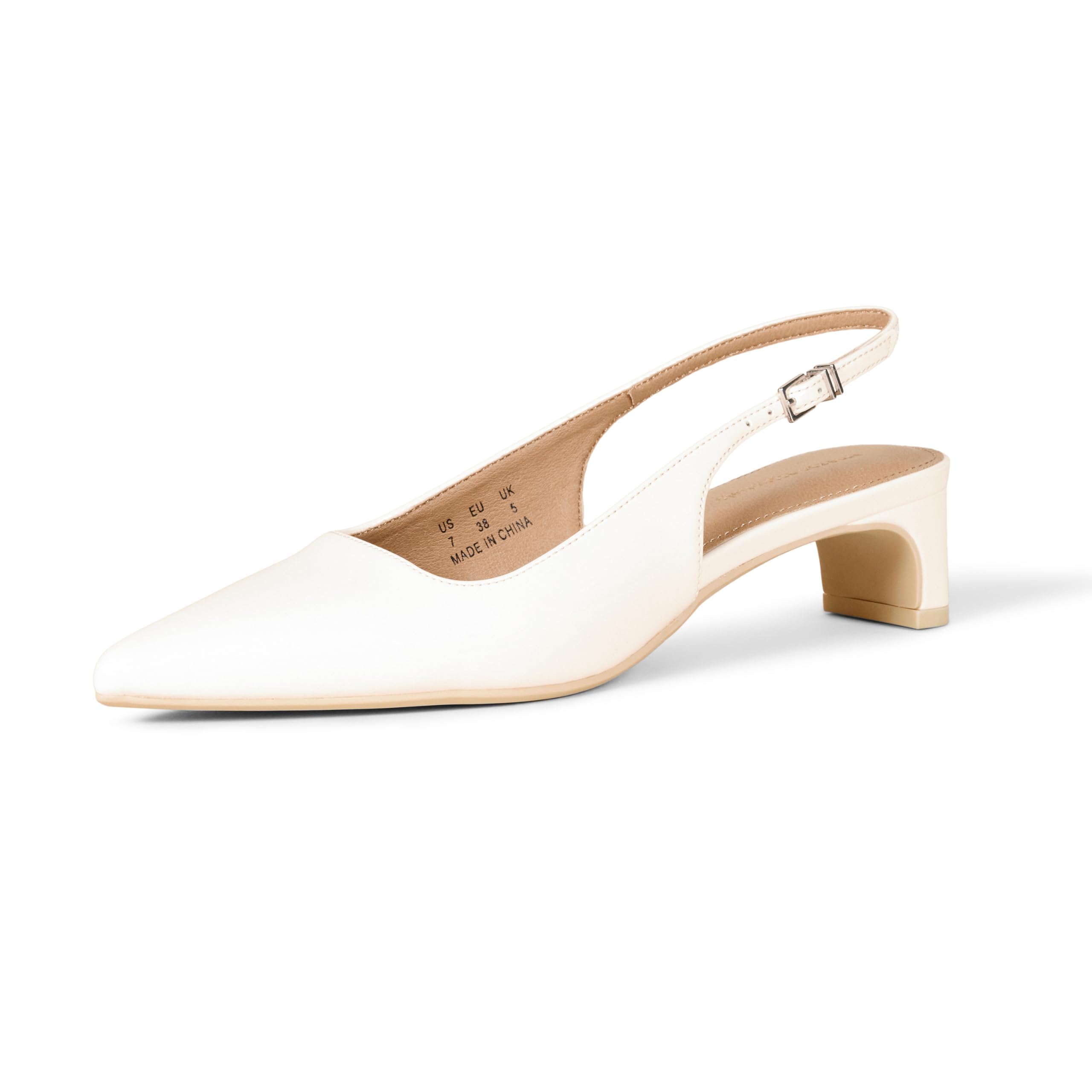 Amazon Essentials Women's Slingback Block Heel, Ecru Patent, 9