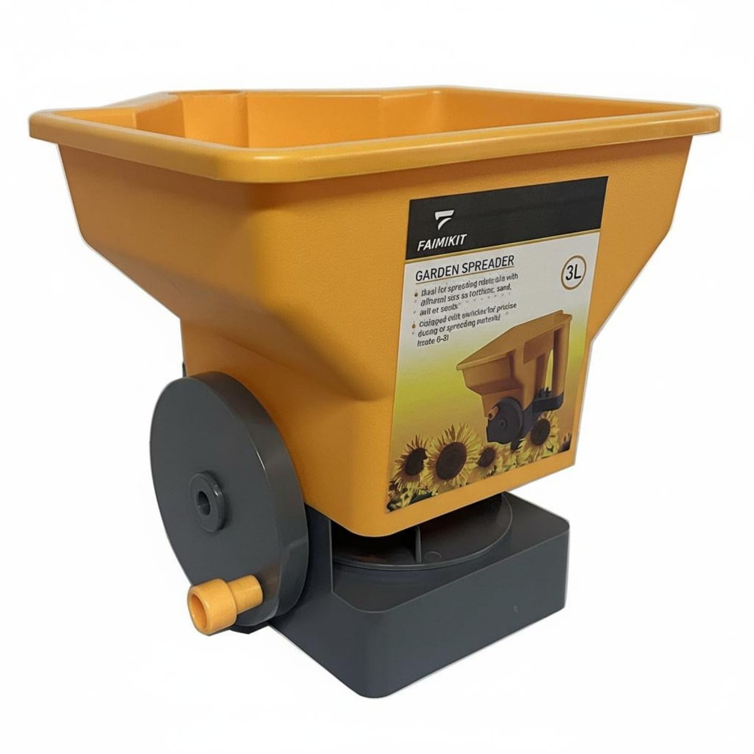 enakshi multi-purpose handheld spreader multipurpose hand crank seeder | essential gardening equipment | lightweight & versatile | great for spreading grass | available in yellow