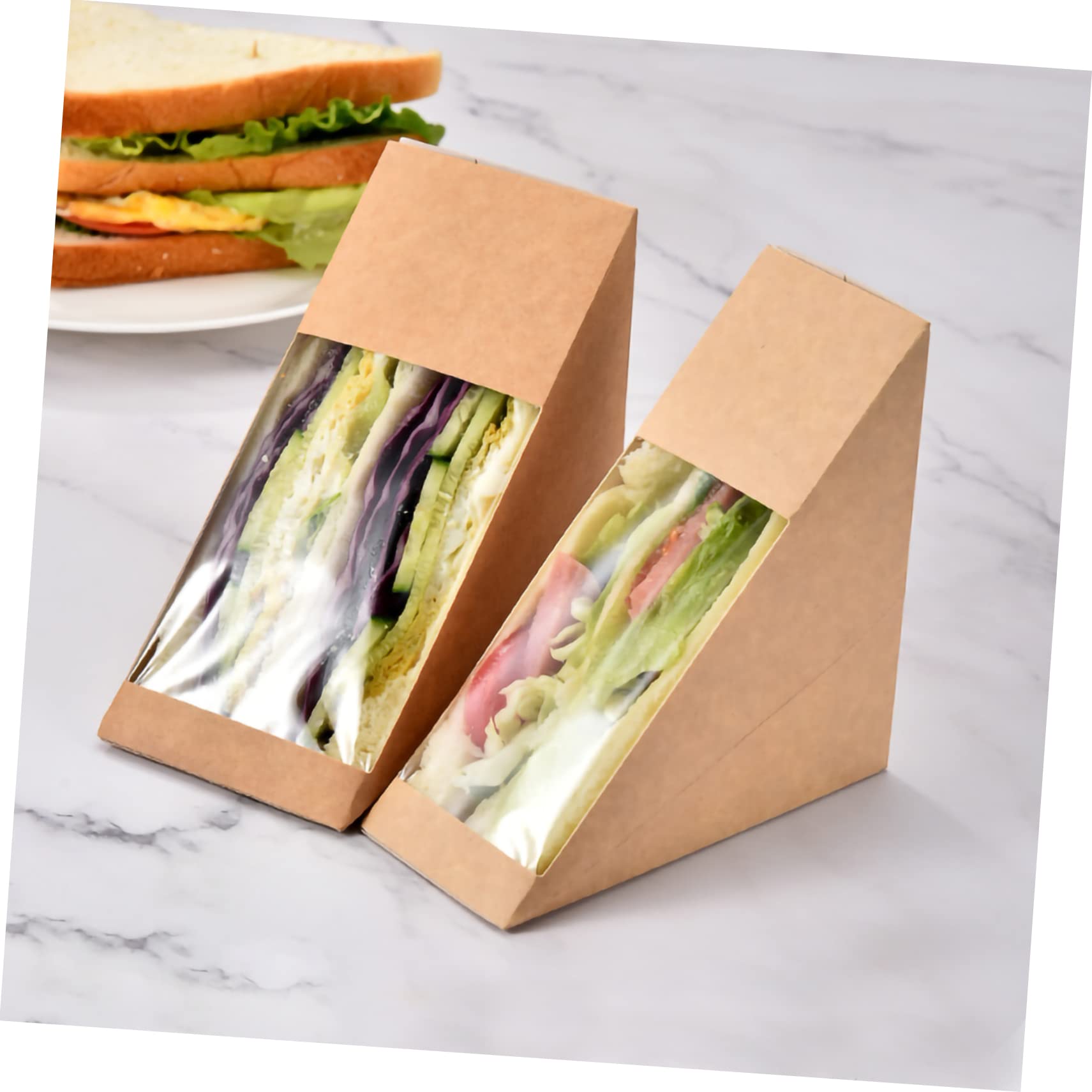 Gatuida 100piezas Caja De Sándwich De Papél Kraft Para Envasar Repostería Caja Para Comida Para Llevar Para Hornear Pasteles