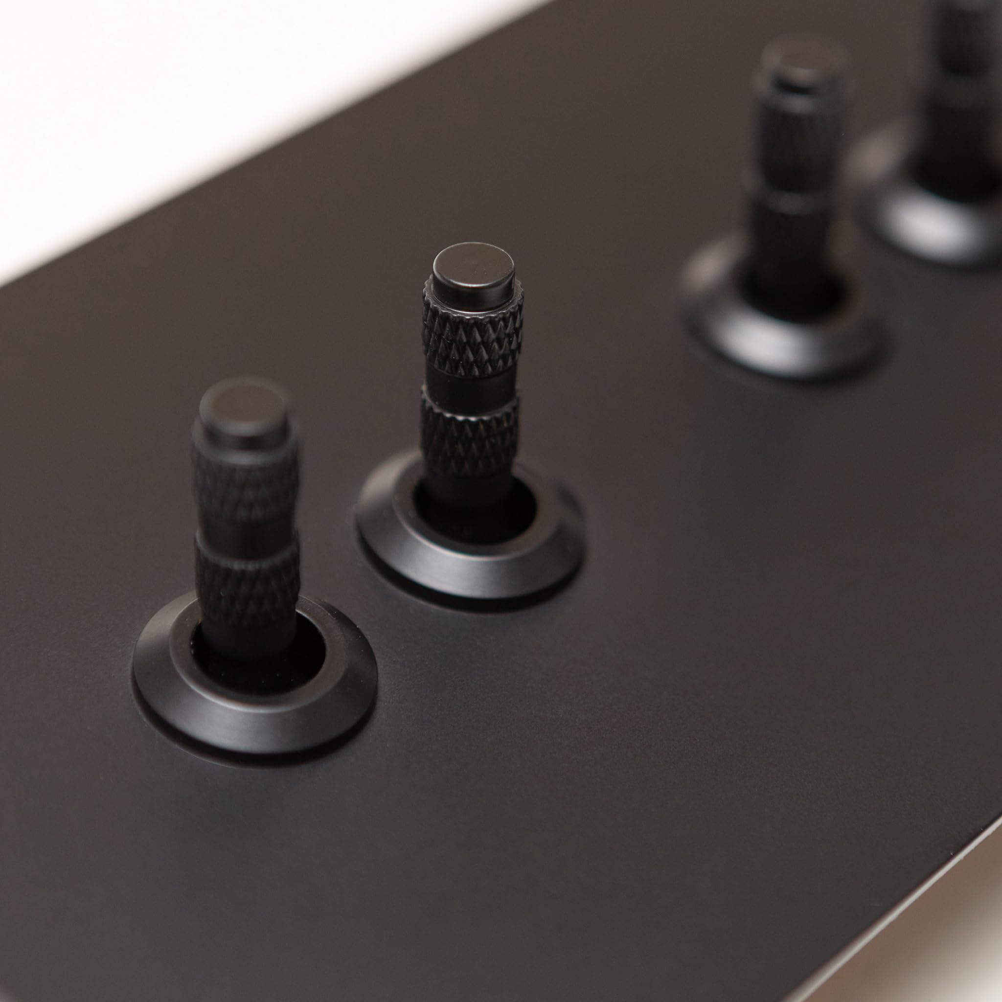 Foundry Series Knurled Toggle Switch and Sockets – Matte Black (4 Gang 2 Way Toggle 146X88)