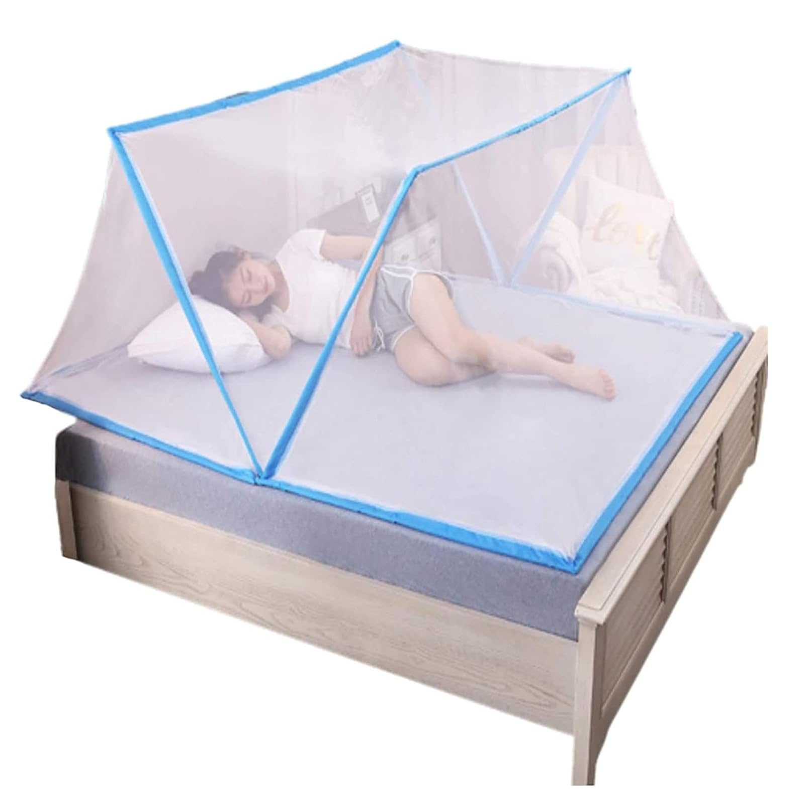 Zanzariera Ultraleggera Rete Pieghevole da Campeggio Portatile da Viaggio Casa Anti Zanzara Tenda Zanzariera Pieghevole,Blu,190 * 80 * 80cm