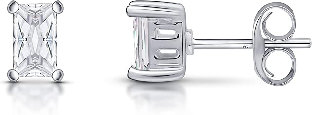 Lumini Crystals Women 925 Sterling Silver White Crystal Stud Earrings