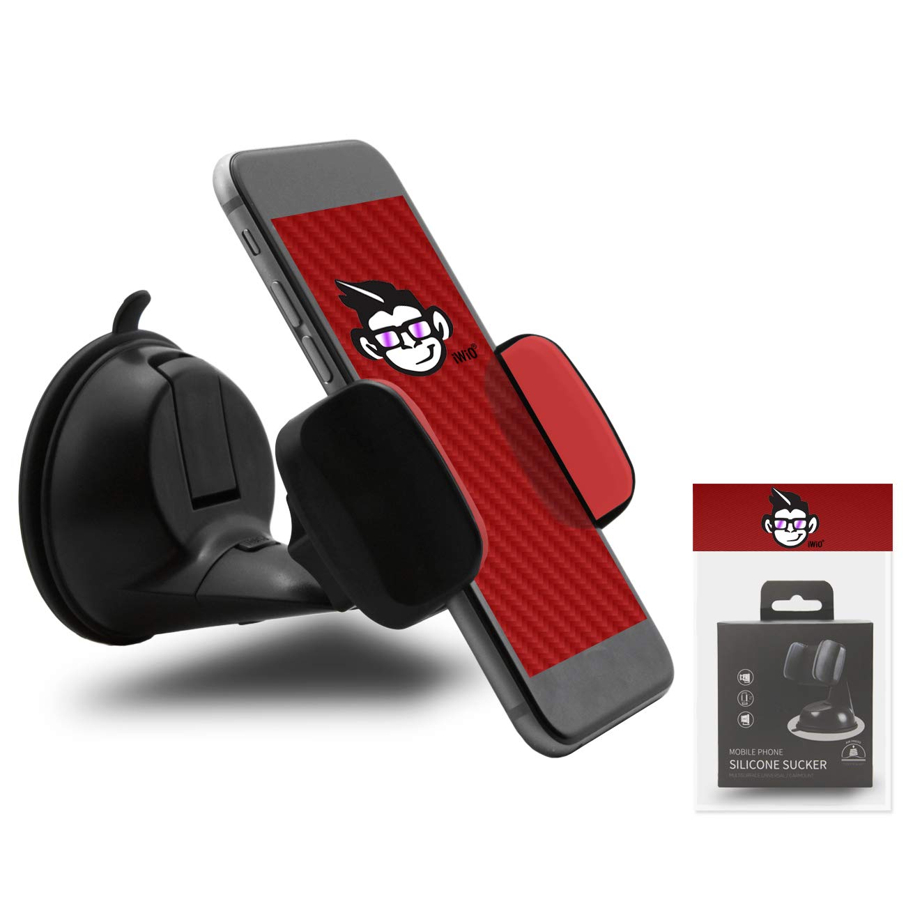 IWIO Sticky Gel Suction Pad Adjustable Grip Mobile Phone Holder Mount compatible with Tecno Phantom 8 2018 - BLACK