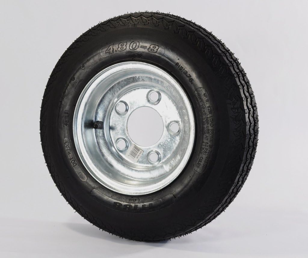 Americana AMW-30070 4.8-8 480-8 4.8 x 8 Trailer HD Tire Plus Rim LRC 5 Lug Wheel, Galvanized