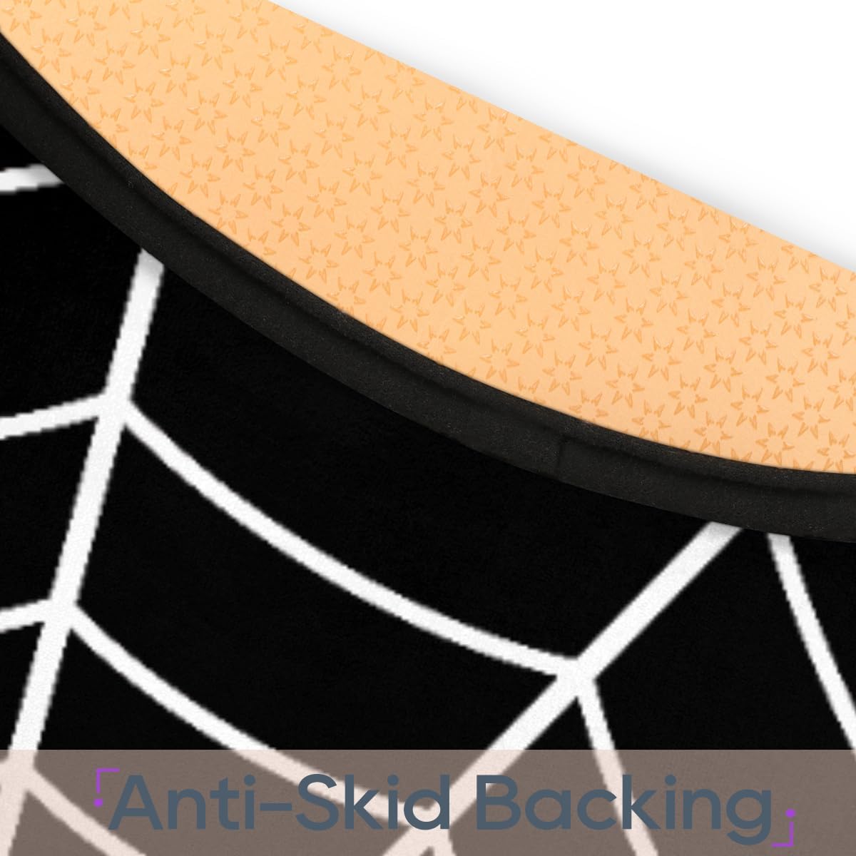 Round Area Rug 3Ft - Black Spider Web Circle Entryway Rugs Washable Door Mat for Boys Bedroom Sofa Living Room Nursery Decorations, Non-Slip Floor Carpet Aesthetic Comic Decor