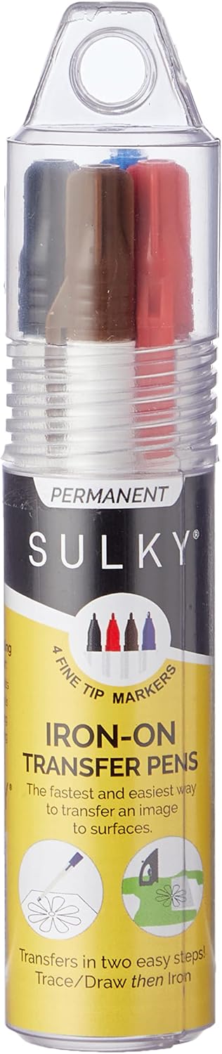 Sulky Iron-On Transfer Pens 4/Pkg-Black, Blue, Brown & Red