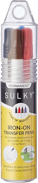 Sulky Transfer pens, Iron, Black/Blue/Brown/Red, 1 Count (Pack of 1)