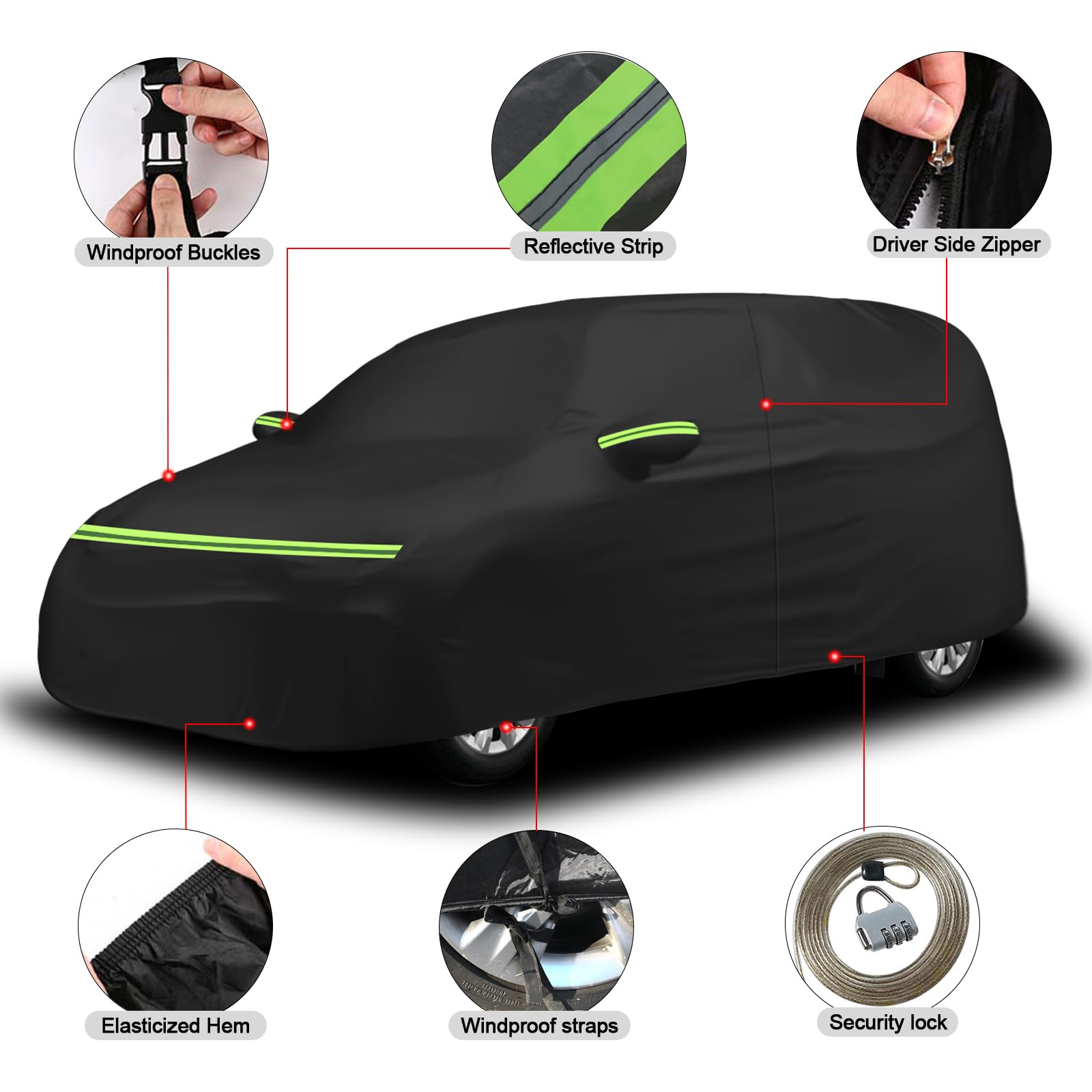 Cubierta del Automóvil Reemplazo para Renault Kangoo/M-ercedes-Benz Citan/Nissan Townstar 2007-2026, Lona del Automóvil Garaje del Completo Impermeable Tiras Reflectantes, Funda Coche Exterior Anti-UV