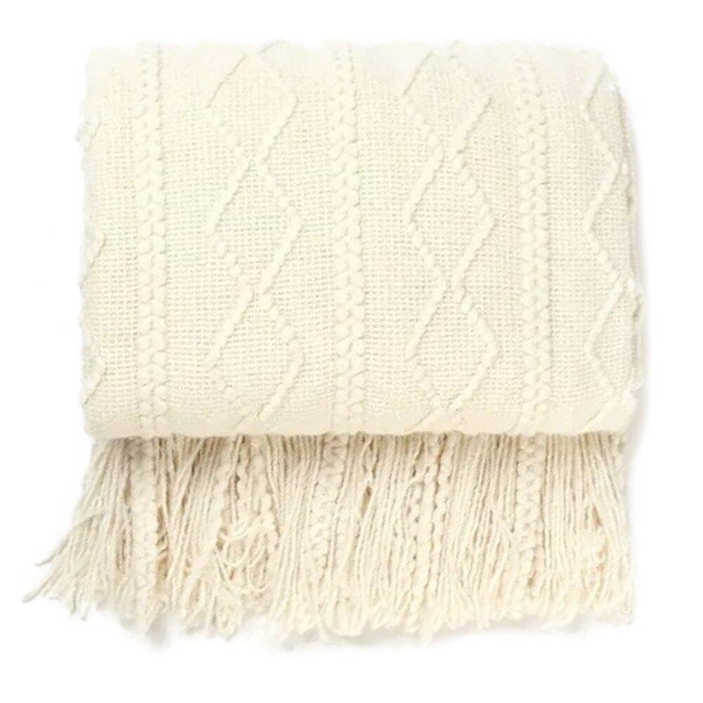 Couverture plaid en tricot bohème Hrippy jet de canapé doux