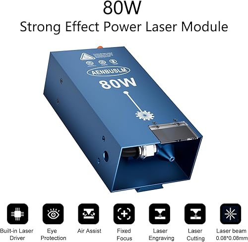 Miniatura 2 de Módulo láser de 80 W, asistencia de aire integrada, módulo de corte de grabado láser para madera, potencia de salida de 10 W, enfoque fijo, doble
