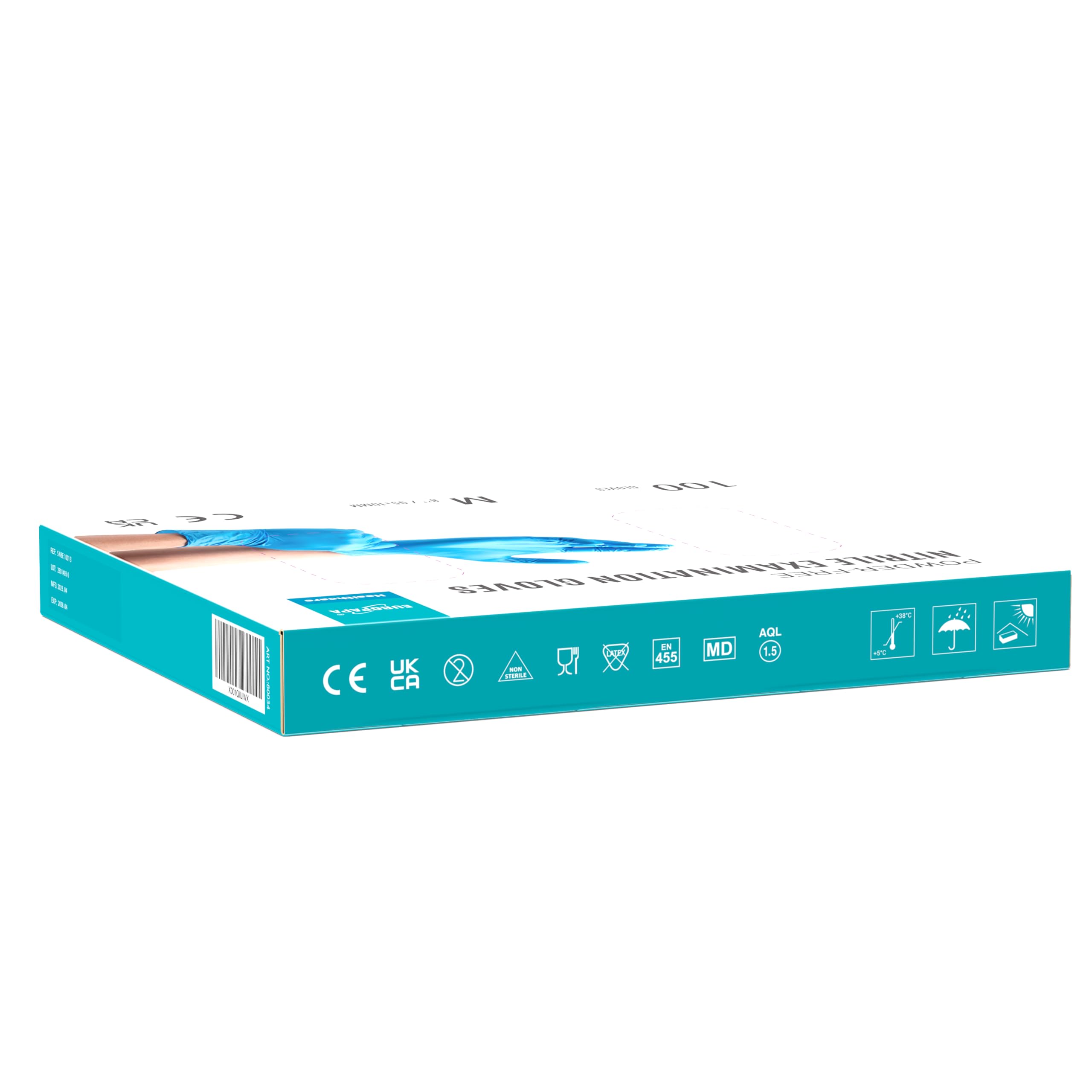 EUROPAPA® - 100 Guanti Monouso In Nitrile, Senza Lattice, Non Sterili (M, Blu)