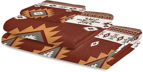 Miniatura 2 de Juego de 3 toallas de baño del suroeste, toallas de baño occidentales, suaves y absorbentes, decoración del suroeste para toallas de baño, juego de