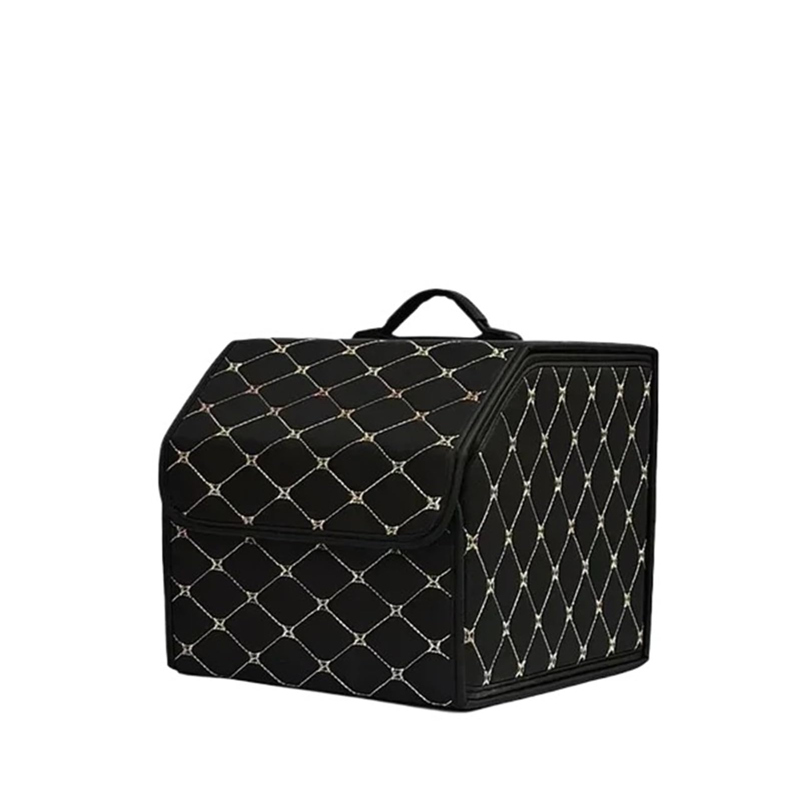 DVMSIEF Trunk Organizer Car Trunk Organizer Box Large Capacity Auto Multiuse Storage Bag Stowing Tidying Leather Folding For Emergency(Gold S)